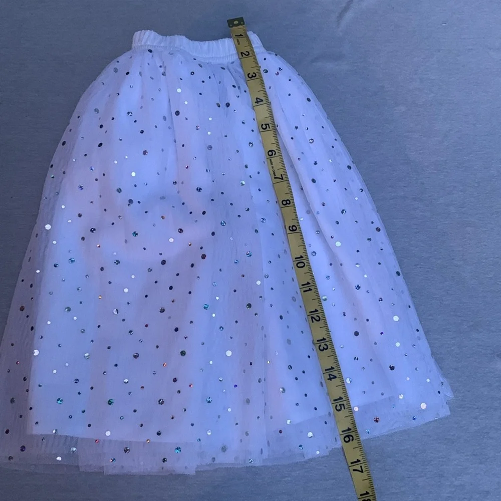 Gymboree White and Blue Sequin Skater Skirt